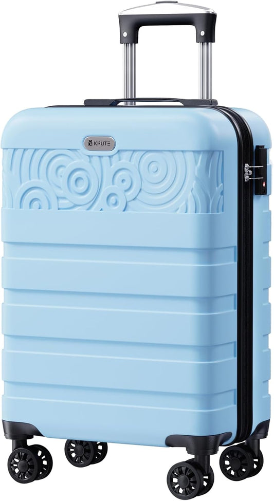 Krute Carry On Luggage 20 inch Suitcase with Spinner Wheels Airline Approved Hard Shell Luggages PC ABS TSA Lock Suitcase