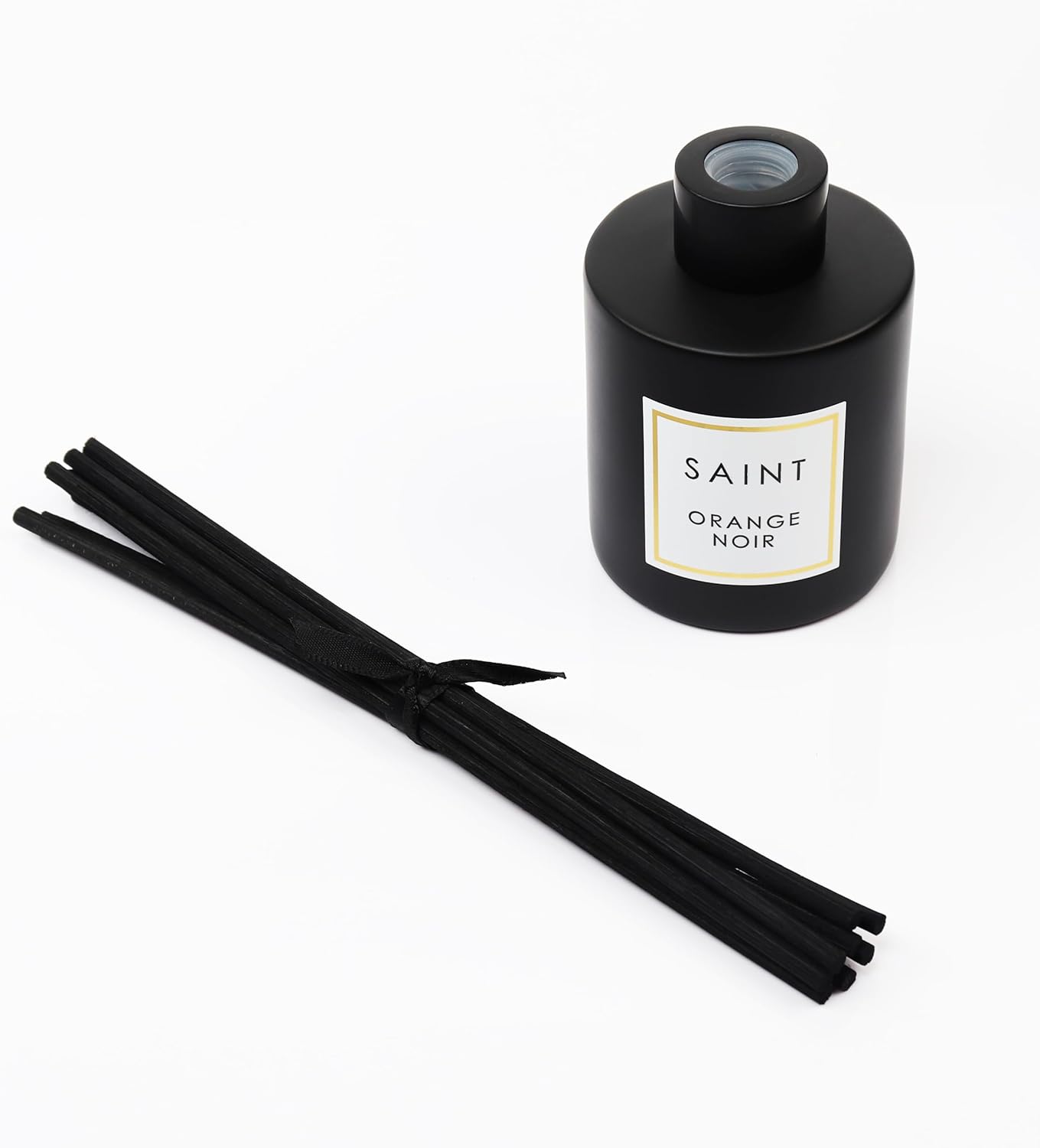 SAINT Reed Diffuser, Aromatherapy Diffuser Set with Scent Diffuser Sticks, Long-Lasting Oil Diffuser in Matte Black Glass Jar, Aroma Diffuser for Home, Bedroom, or Bathroom, 5oz, Orange Noir