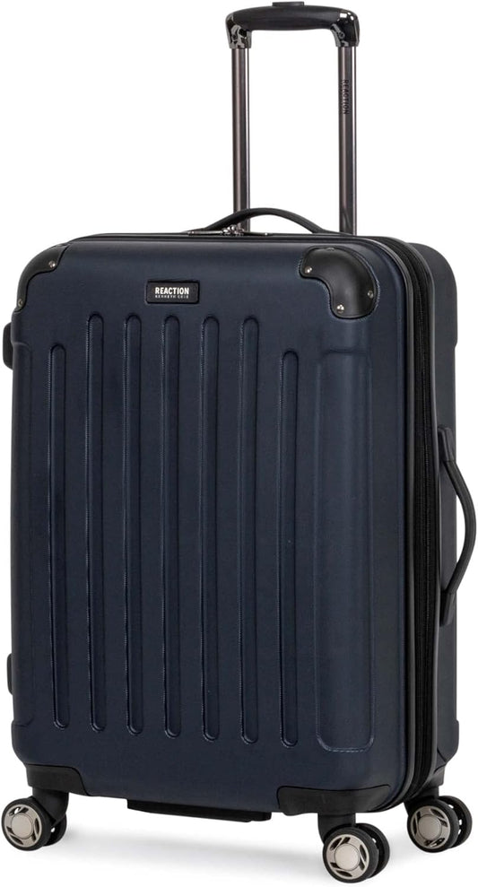 Kenneth Cole REACTION Renegade Luggage Expandable 8-Wheel Spinner Lightweight Hardside Suitcase, Navy Blue, 24-Inch Checked