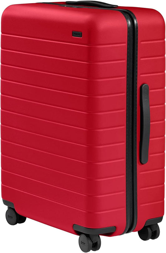 Away Medium Checked Luggage, Lightweight Hard Shell Suitcase with Spinner Wheels, Durable Rolling Luggage, TSA Lock, 26 Inch, Cherry Red