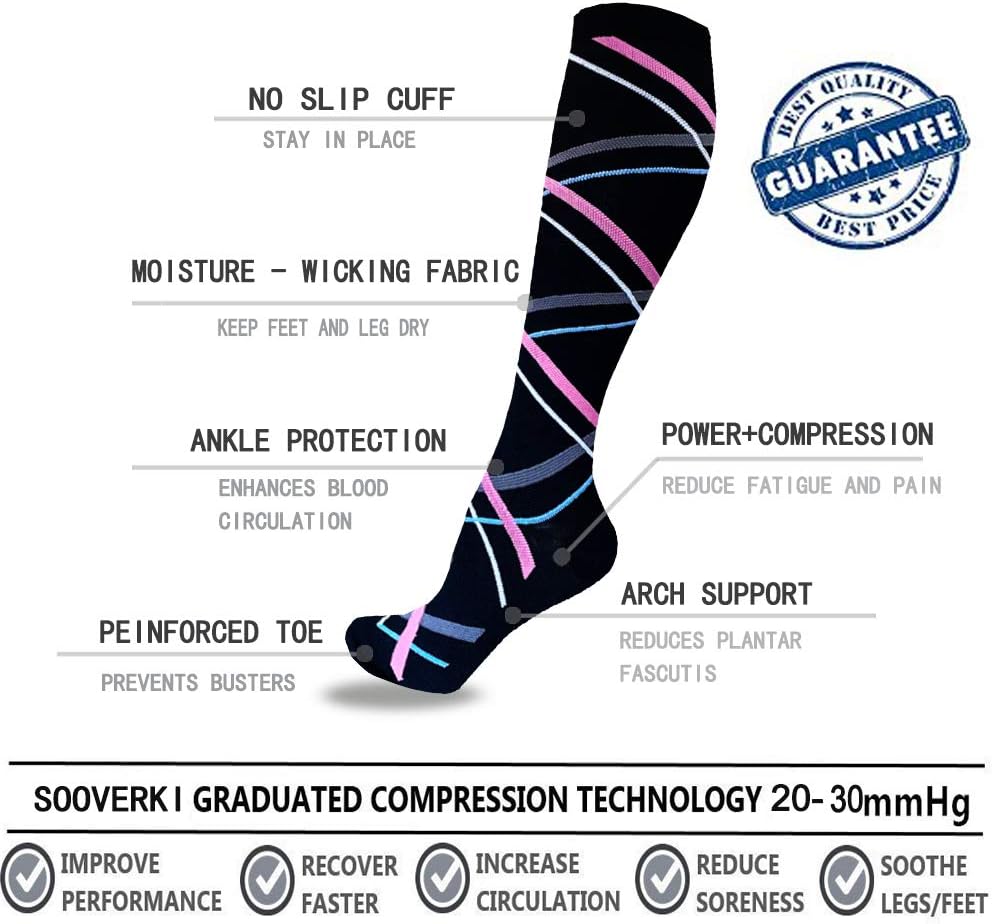 Compression Socks for Women and Men Circulation (3 Pairs) is Best Support for Running Athletic Cycling Hiking