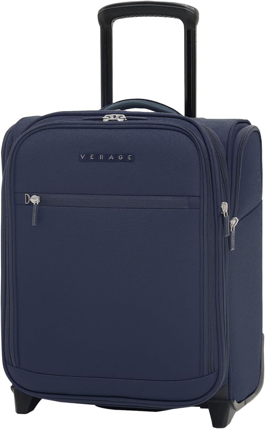 Verage Under Seat Luggage with Wheels, Softside Expanable Small Suitcase Carry On Luggage Bags for Airlines Airplanes Short Trip Men Women (Navy, 16-Inch Rolling Underseat)