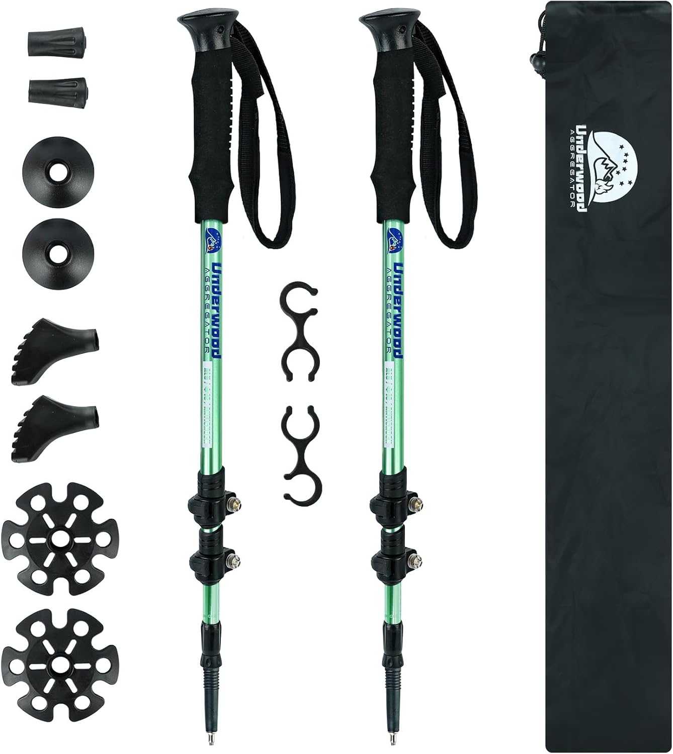 Trekking Poles Collapsible Hiking Poles - 2 Pack Adjustable Aluminum Hiking Sticks, Lightweight Walking Sticks for Women, Men, Seniors, Kids, Walking Poles for Backpacking by Underwood Aggregator