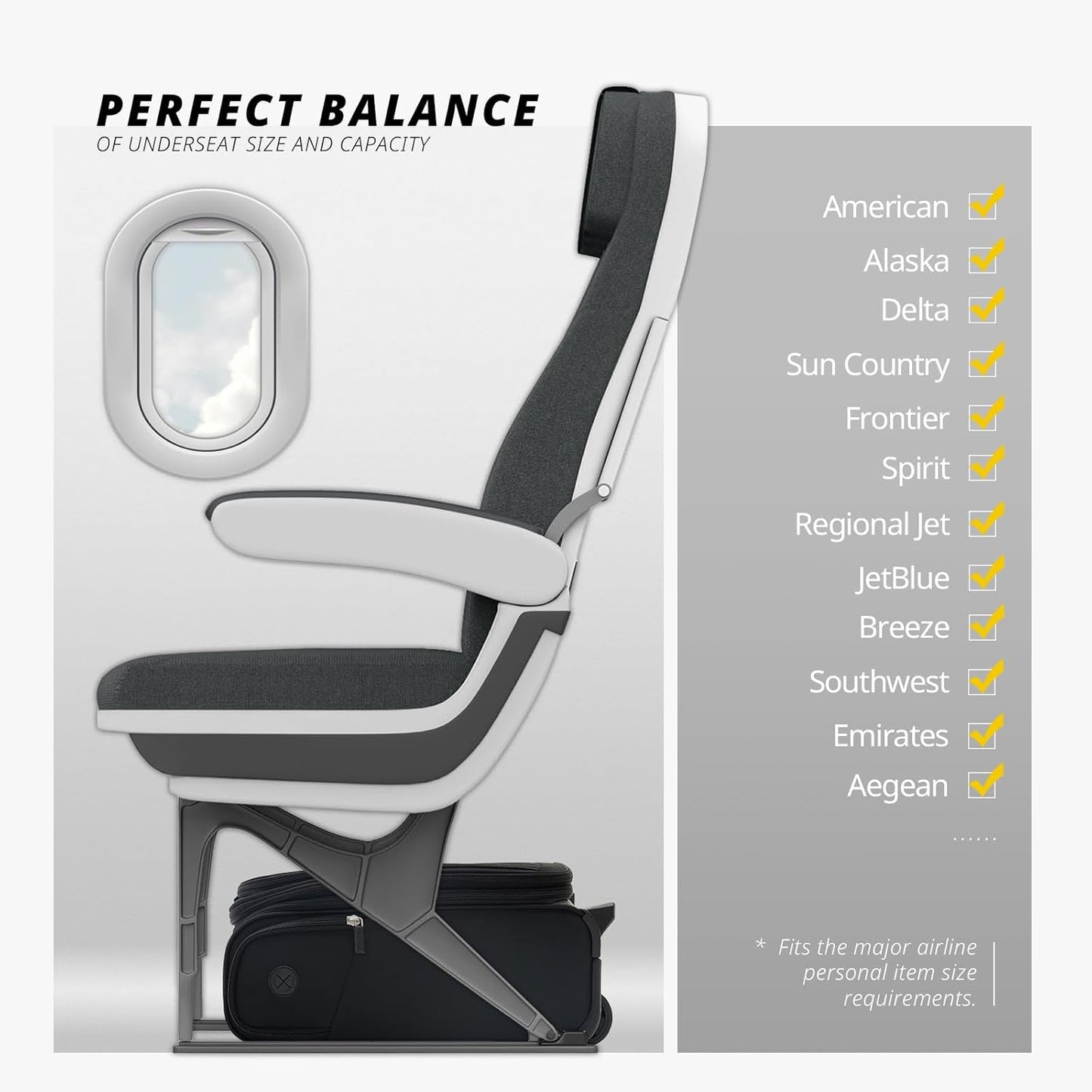 Verage Under Seat Luggage with Wheels, Softside Expanable Small Suitcase Carry On Luggage Bags for Airlines Airplanes Short Trip Men Women (Black, 16-Inch Rolling Underseat)