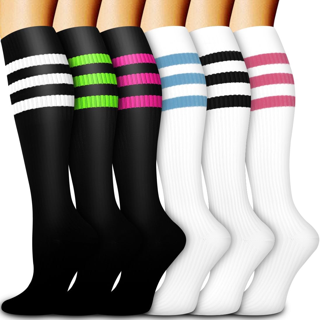 6 Pack Copper Compression Socks for Women and Men Circulation-Best Support for Medical, Running,Nursing,Athletic