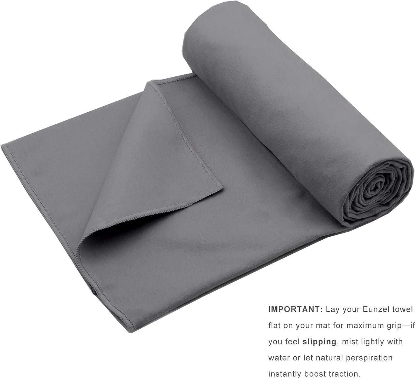 Eunzel 2 Pack Hot Yoga Towel Non Slip Yoga Mat Towel Non-Slip Sweat Absorbent Microfiber Towel for Hot Yoga, Pilates and Workout 72" x 26.5",Dark Grey