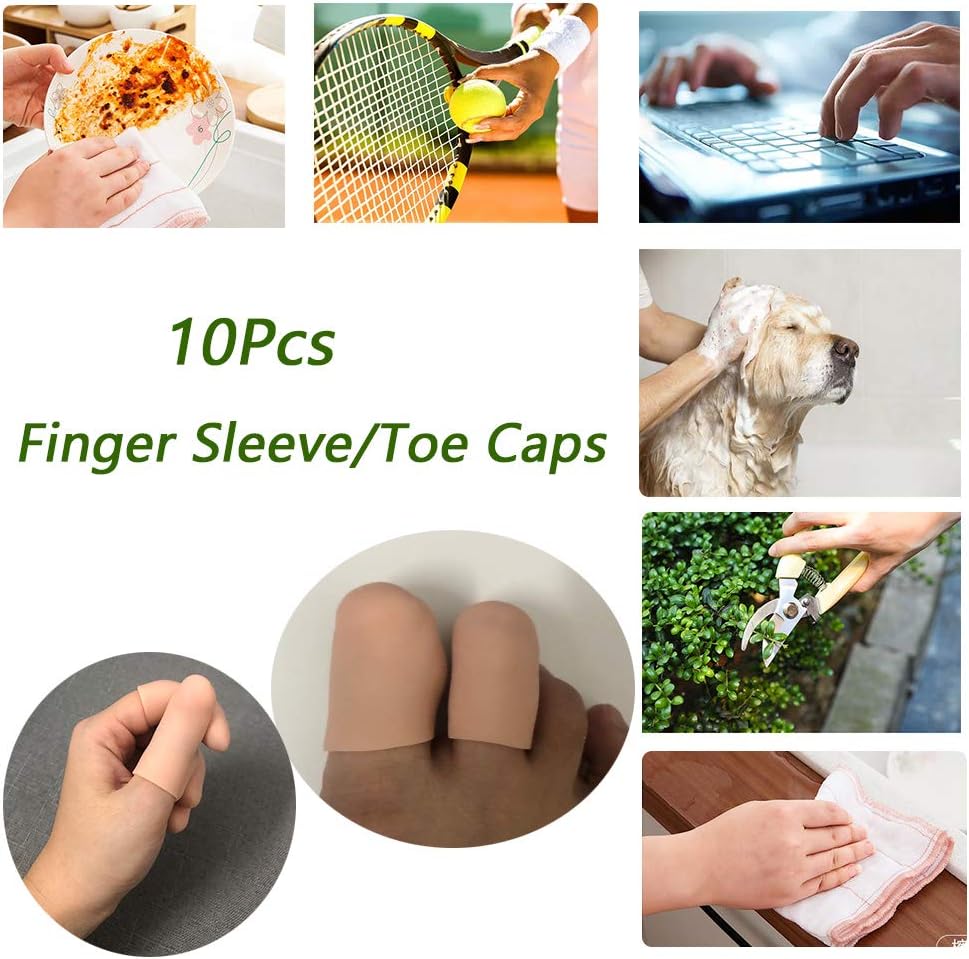 Gel Finger Protectors Finger Caps Silicone Fingertips Protection - Finger Cots Great for Trigger Finger, Finger Arthritis, Finger Cracking and Other Finger Pain Relief(Nude, Medium)