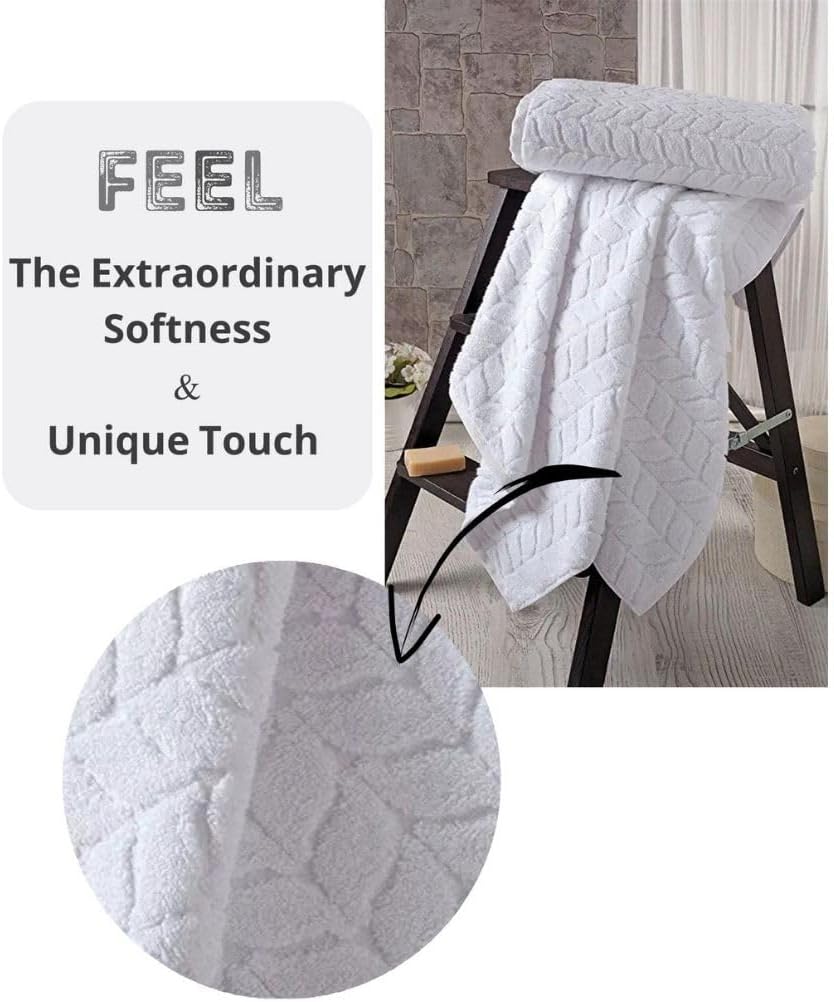 BAGNO MILANO Turkish Bath Towels, Soft Plush Jacquard Luxury Bath Towels, Quick Dry Towel Set (Lavender, 6 pcs Towel Set)