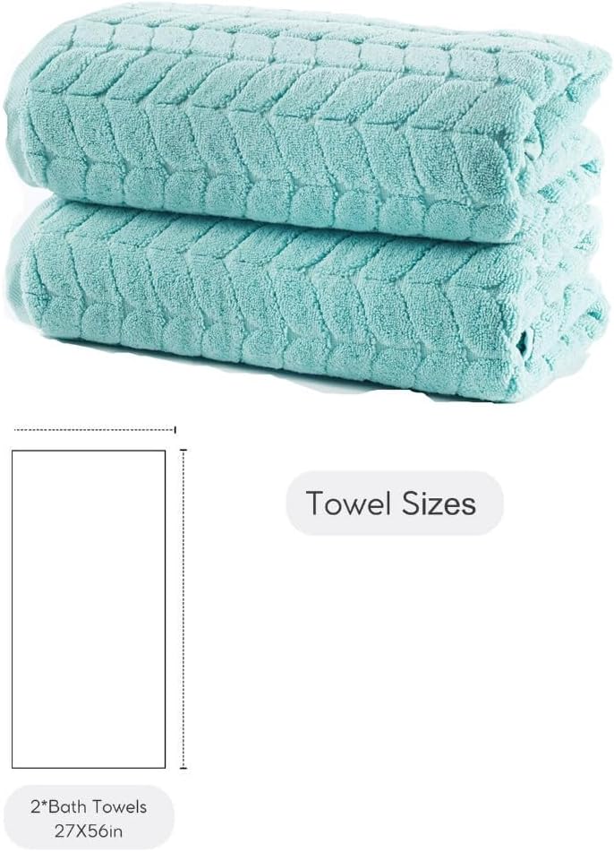 BAGNO MILANO Turkish Bath Towels, Soft Plush Jacquard Luxury Bath Towels, Quick Dry Towel Set (Aqua Green, 2 pcs Bath Towel Set)