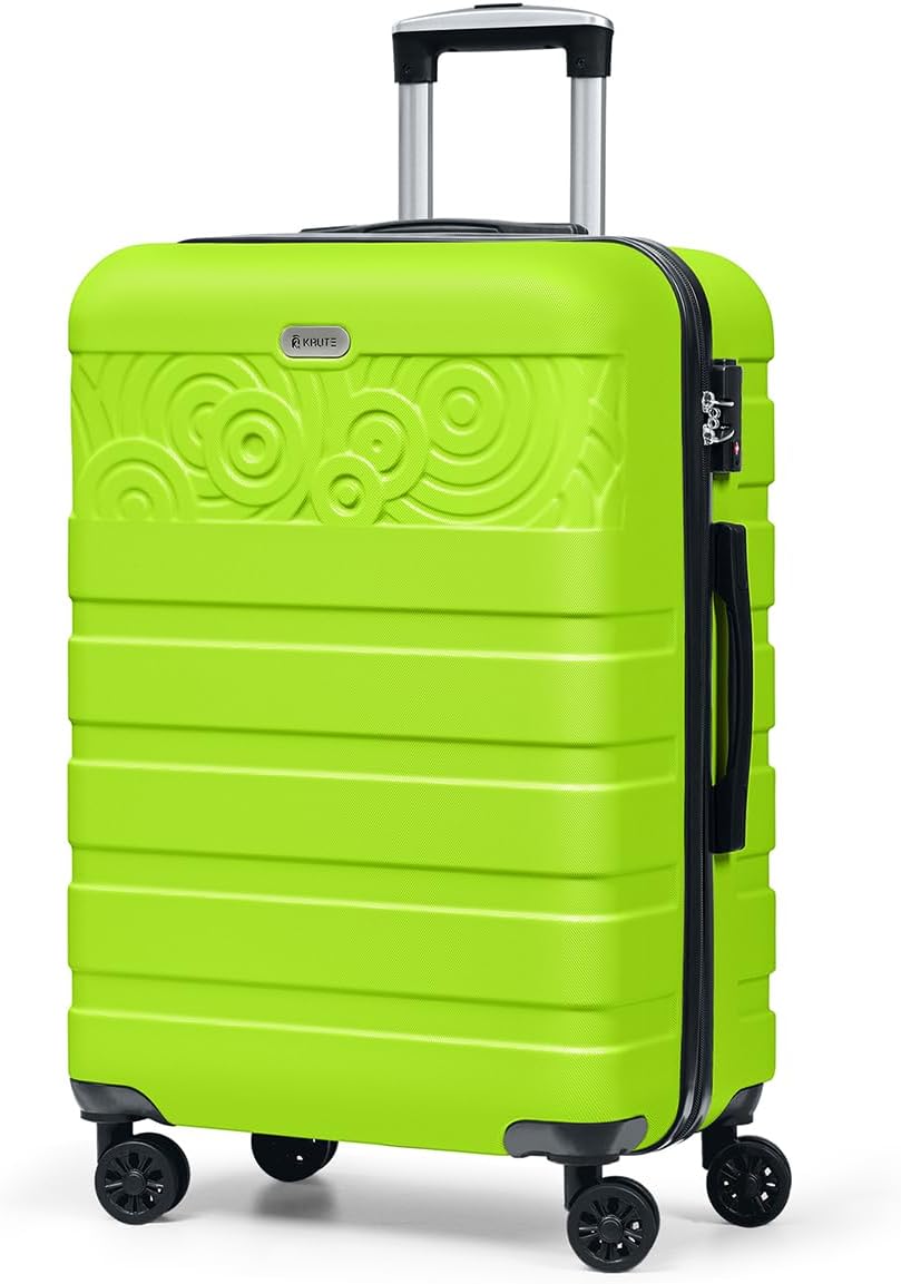Krute Suitcases with Wheels Checked Luggage 24 Inch PC ABS Lightweight TSA Lock Travel Luggages Hard Side Suitcase