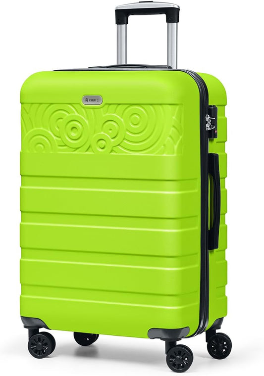 Krute Suitcases with Wheels Checked Luggage 24 Inch PC ABS Lightweight TSA Lock Travel Luggages Hard Side Suitcase