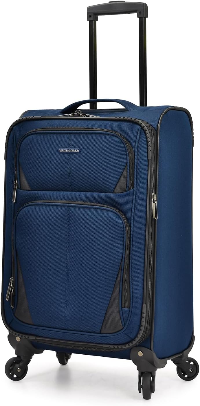 U.S. Traveler Aviron Bay Expandable Softside Luggage With Spinner Wheels, Navy, Carry-on 23-Inch