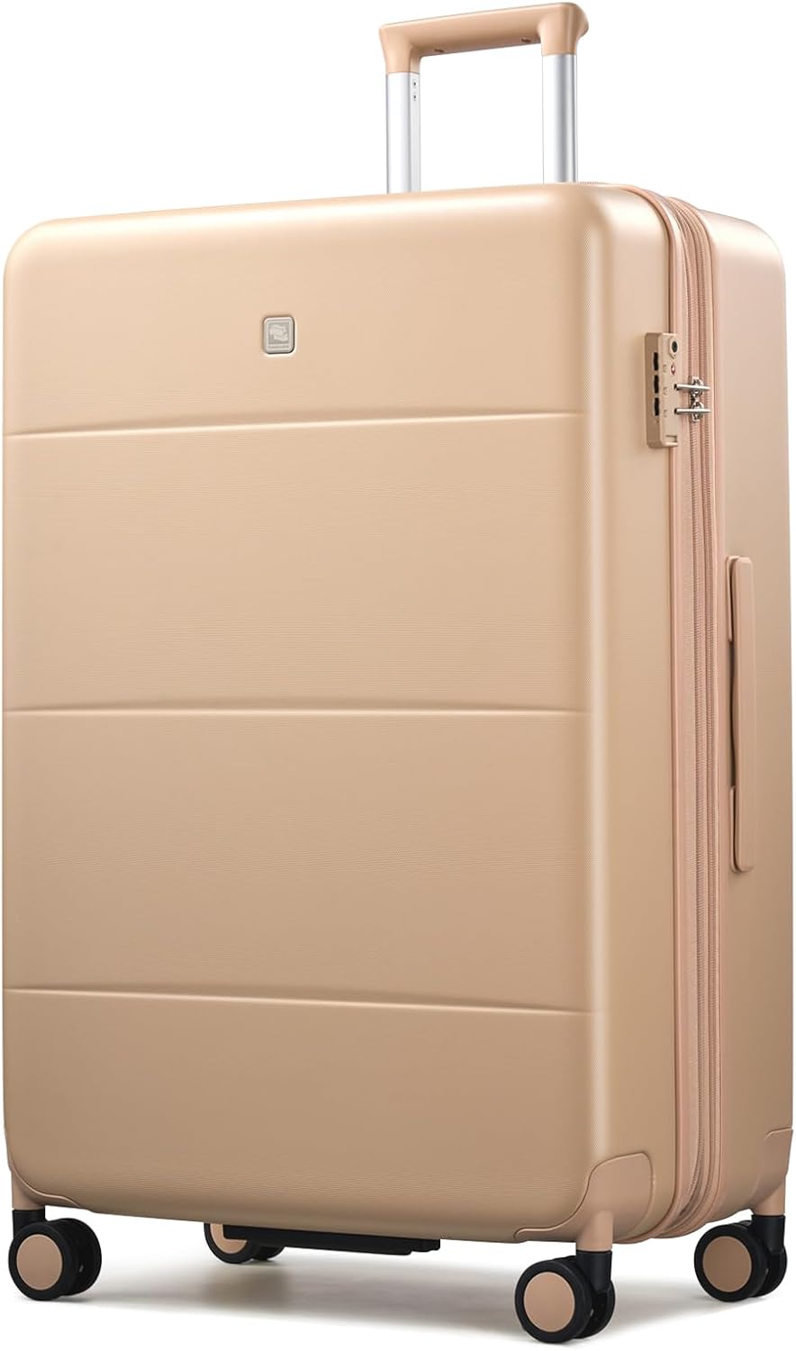 Hanke Expandable 28 Inch Luggage with Spinner Wheels, Hardside Large Suitcase, All-PC Hard Shell Checked Luggage, TSA Lock, Durable Checked-Large (Cuba Sand, 114L)