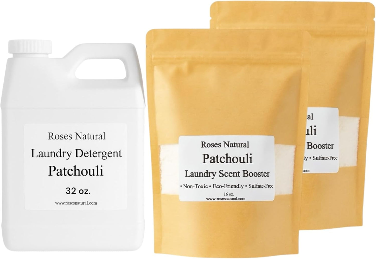 Patchouli Laundry Detergent & Scent Booster Bundle – 32 oz Detergent + 32 oz Booster, Long-Lasting Freshness, Natural Plant-Based Laundry Set, Eco-Friendly & Sulfate-Free, Made in USA