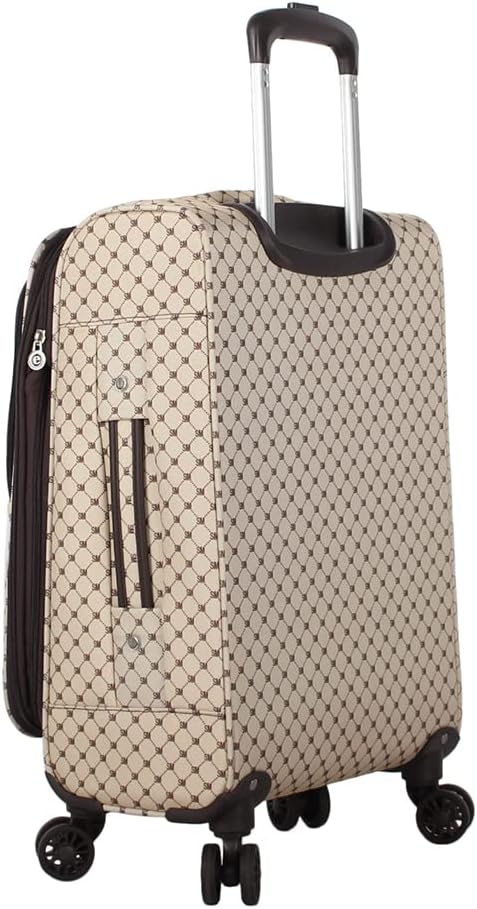 Steve Madden Designer Luggage Collection - Lightweight Softside Expandable Suitcase for Men & Women - Durable 20 Inch Carry On Bag with 4-Rolling Spinner Wheels (Noble Brown/Tan, 20in)