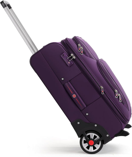 Laduga Softside Expandable Luggage with Large Steel Wheels Checked-Luggage Suicase (Purple, 25-Inch)