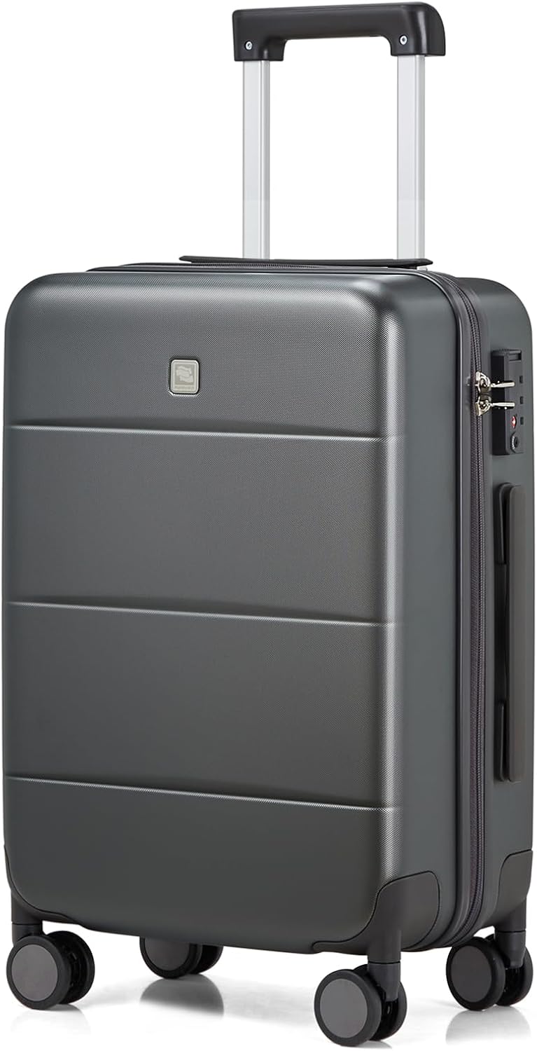 Hanke 24 Inch Checked Luggage with Spinner Wheels Hard Shell Suitcases Lightweight Travel TSA Luggage for Women Men Medium Suitcase(Graphite Grey)