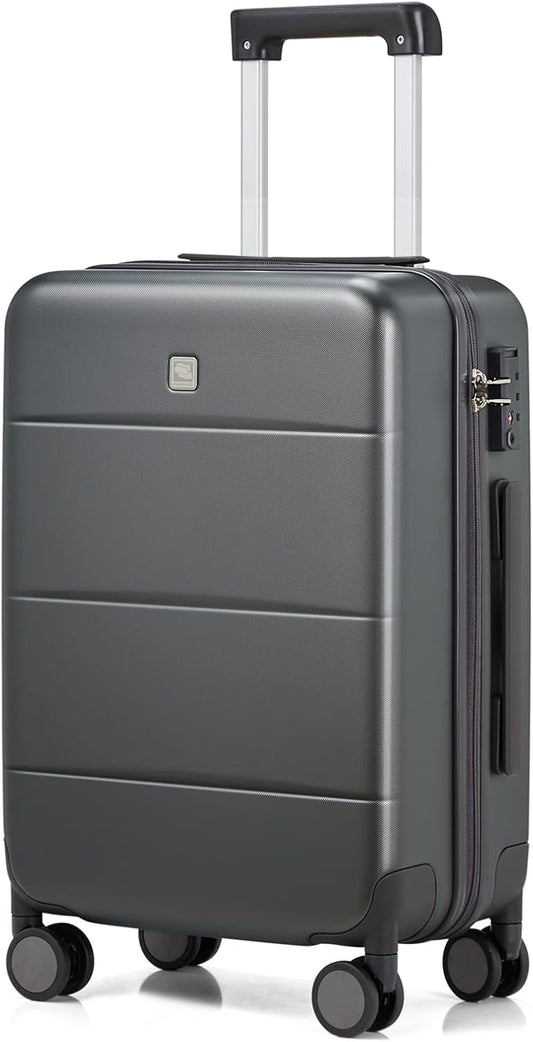 Hanke 24 Inch Checked Luggage with Spinner Wheels Hard Shell Suitcases Lightweight Travel TSA Luggage for Women Men Medium Suitcase(Graphite Grey)