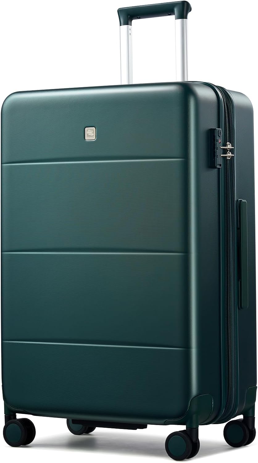 Hanke Expandable 26 Inch Luggage with Spinner Wheels, Hardside Large Suitcase, All-PC Hard Shell Travel Luggage, TSA Lock, Lightweight Durable Checked-Medium (Blackish Green, 93L)