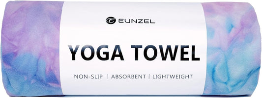 Eunzel Hot Yoga Towel Non Slip Yoga Mat Towel Non-Slip Sweat Absorbent Microfiber Towel for Hot Yoga, Pilates and Workout 72" x 26.5", Purple & Green