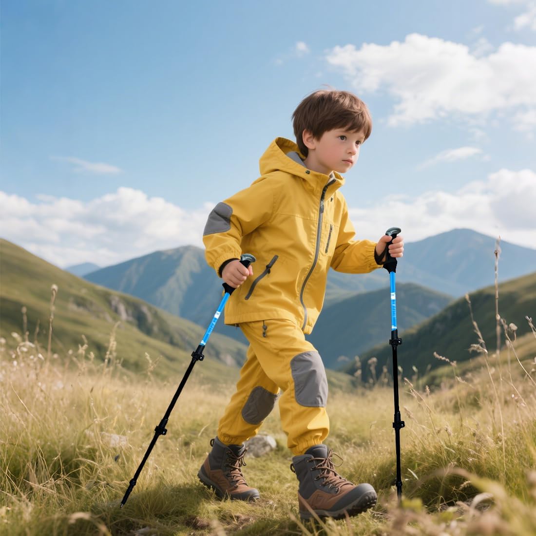 Hiking Trekking Poles, 2 Pack Anti Shock, Adjustable, Collapsible Hiking Poles for Trekking or Walking, Lightweight Aluminum Sticks for Children