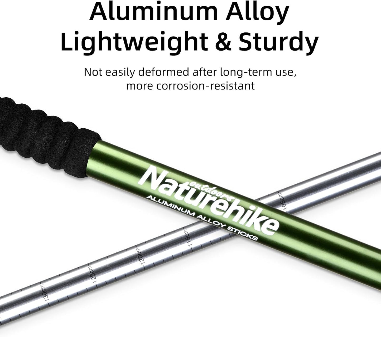 Naturehike Collapsible Trekking Poles, Adjustable Lightweight Aluminum Hiking Poles, Shock Absorption with Wrist Straps for Hiking and Daily Use, Yelllow/Green (Set of 2)