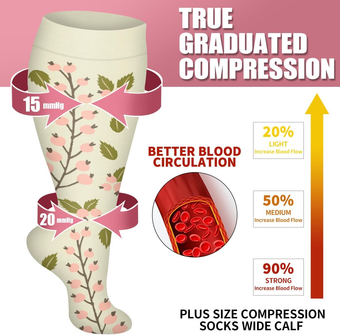 Laite Hebe Plus Size Compression Socks for Women and Men-3 pairs Wide Calf Knee High Support for Circulation