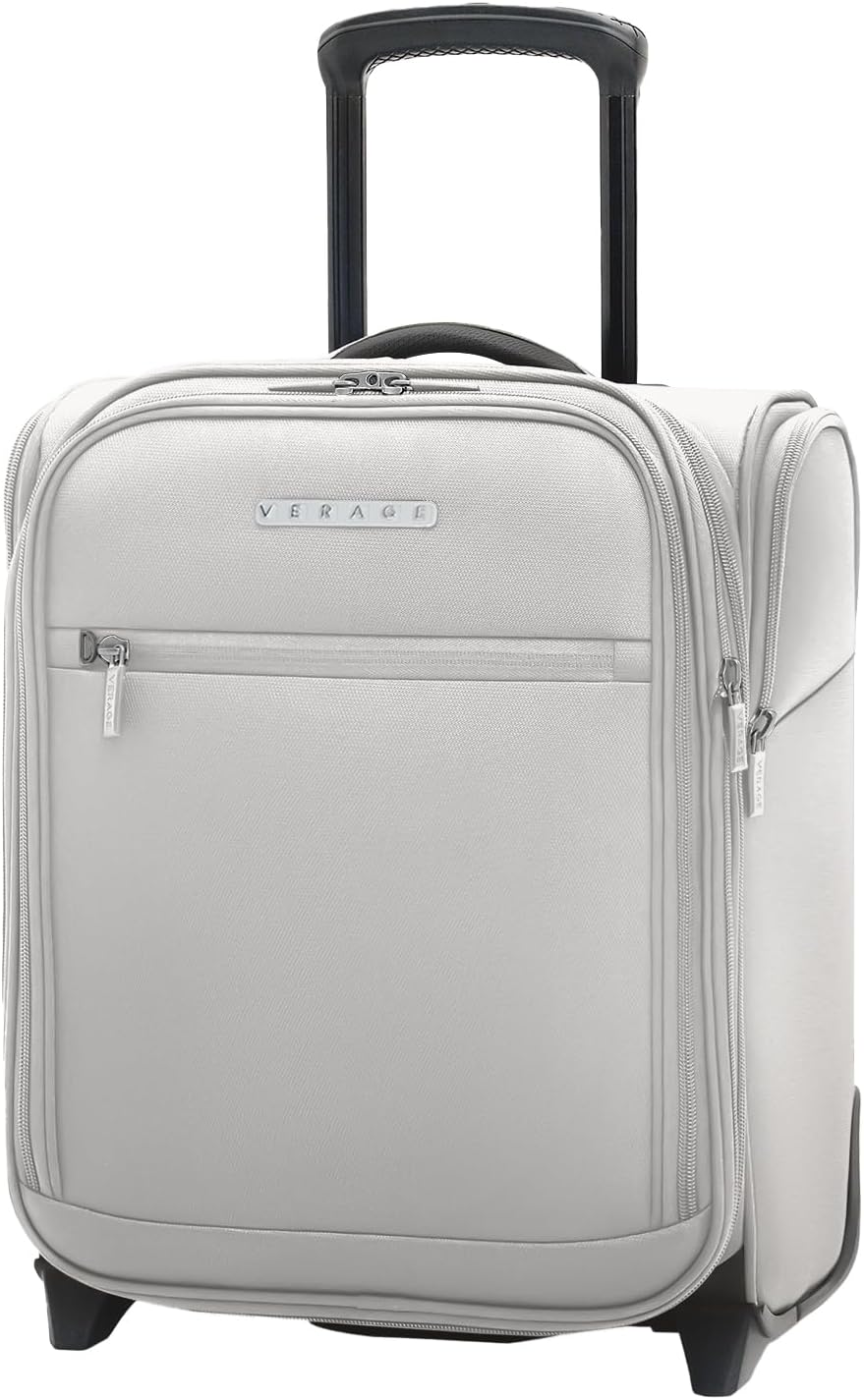 Verage Under Seat Luggage with Wheels, Softside Expanable Small Suitcase Carry On Luggage Bags for Airlines Airplanes Short Trip Men Women (Cloud Gray, 16-Inch Rolling Underseat)