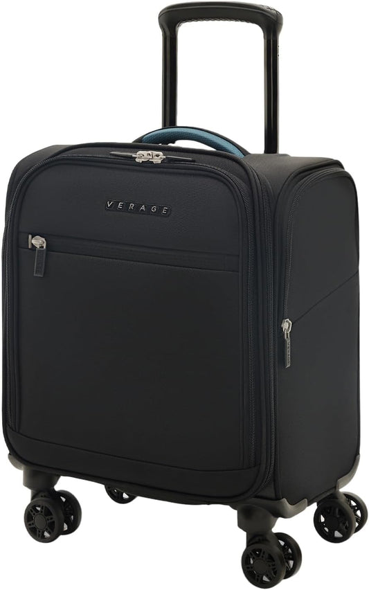 Verage Under Seat Luggage with Wheels, Softside Small Suitcase Spinner Carry On Luggage Bags for Airlines Airplanes Short Trip Men Women (Black, 14.5-Inch Plus Underseat)