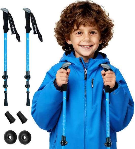 Hiking Trekking Poles, 2 Pack Anti Shock, Adjustable, Collapsible Hiking Poles for Trekking or Walking, Lightweight Aluminum Sticks for Children