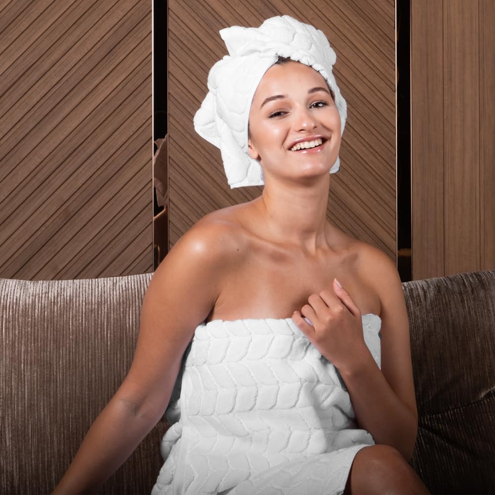 BAGNO MILANO Turkish Bath Towels, Soft Plush Jacquard Luxury Bath Towels, Quick Dry Towel Set (Charcoal, 2 pcs Bath Towel Set)