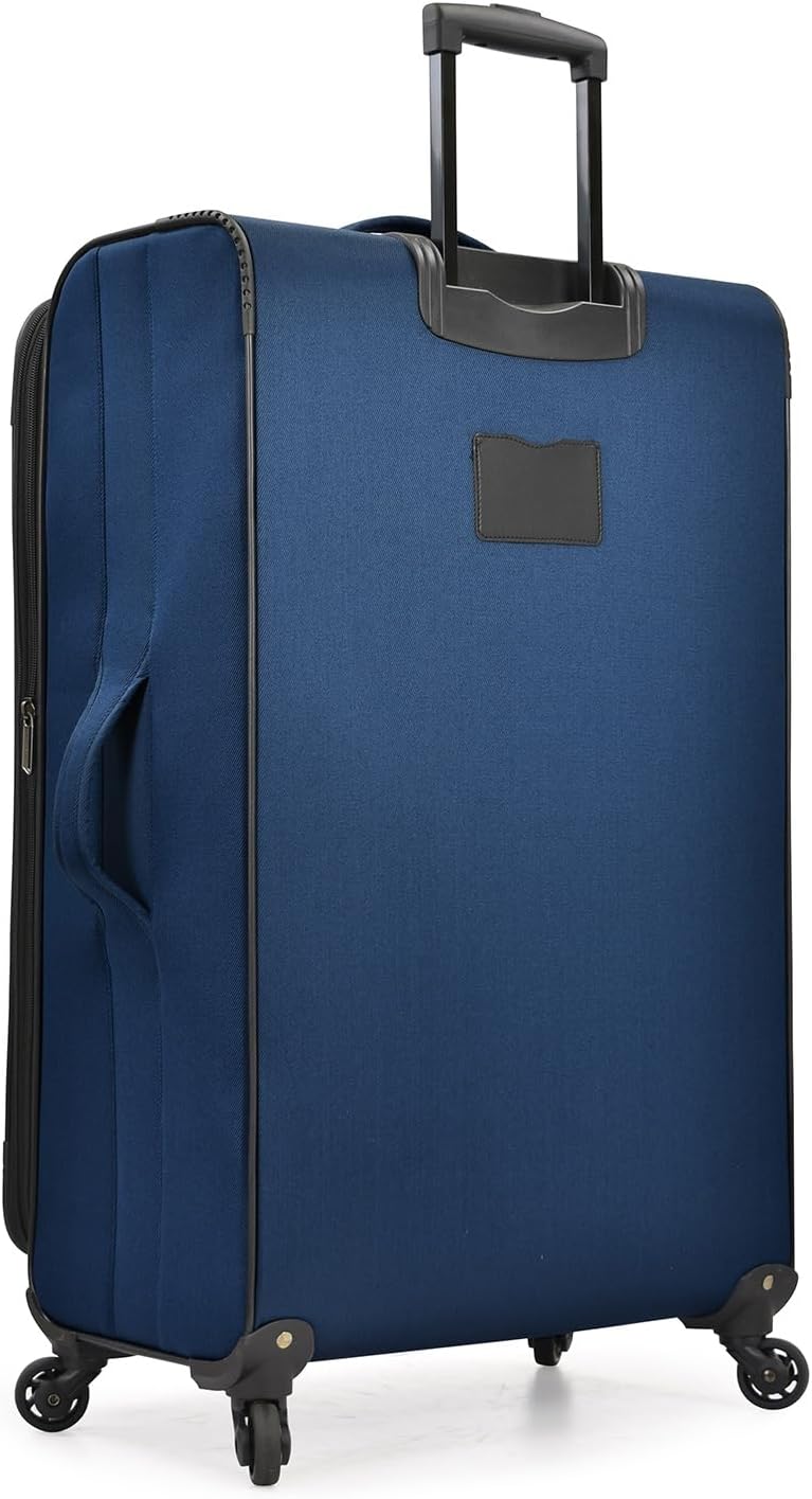 U.S. Traveler Aviron Bay Expandable Softside Luggage with Spinner Wheels, Navy, Large 30-Inch