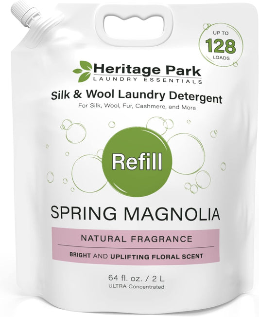 Heritage Park Luxury Laundry Detergent | Dermatologist Tested Plant based Natural & Enzyme Laundry Detergent | Sensitive Skin Friendly - Spring Magnolia (64 fl oz Refill)