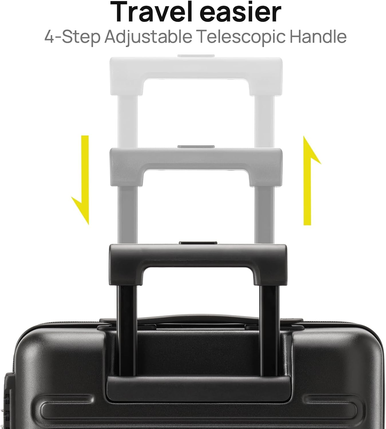 NINETYGO Medium Checked Luggage 24 Inch, Checking In Luggage with Smooth Spinner Wheels, Expandable, Hard Shell PC+ABS Suitcase, Lightweight Travel Luggage, TSA Approved (Black, Andes)