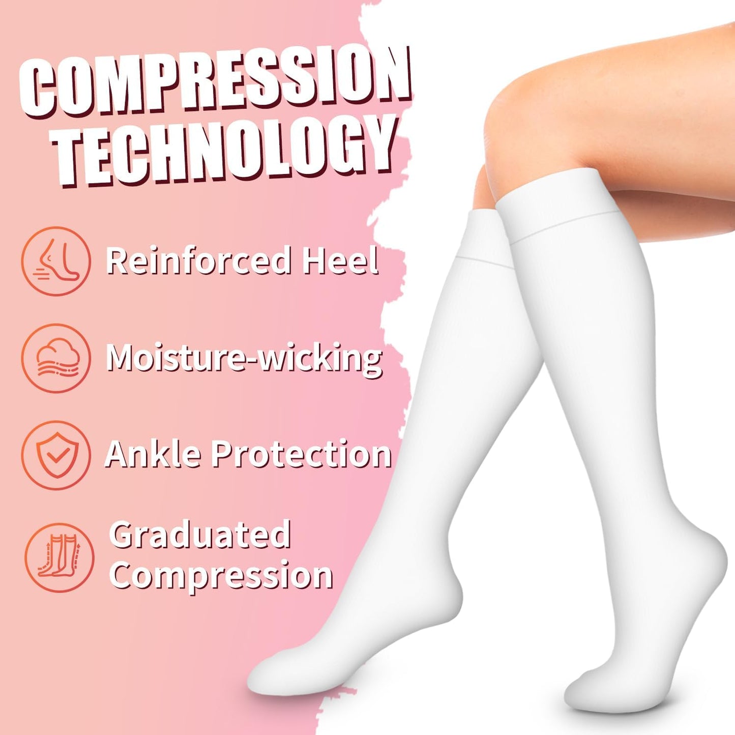 Bluemaple Compression Socks for Women & Men Circulation (6 Pairs) 15-20 mmHg is Best Support for Athletic Running Cycling