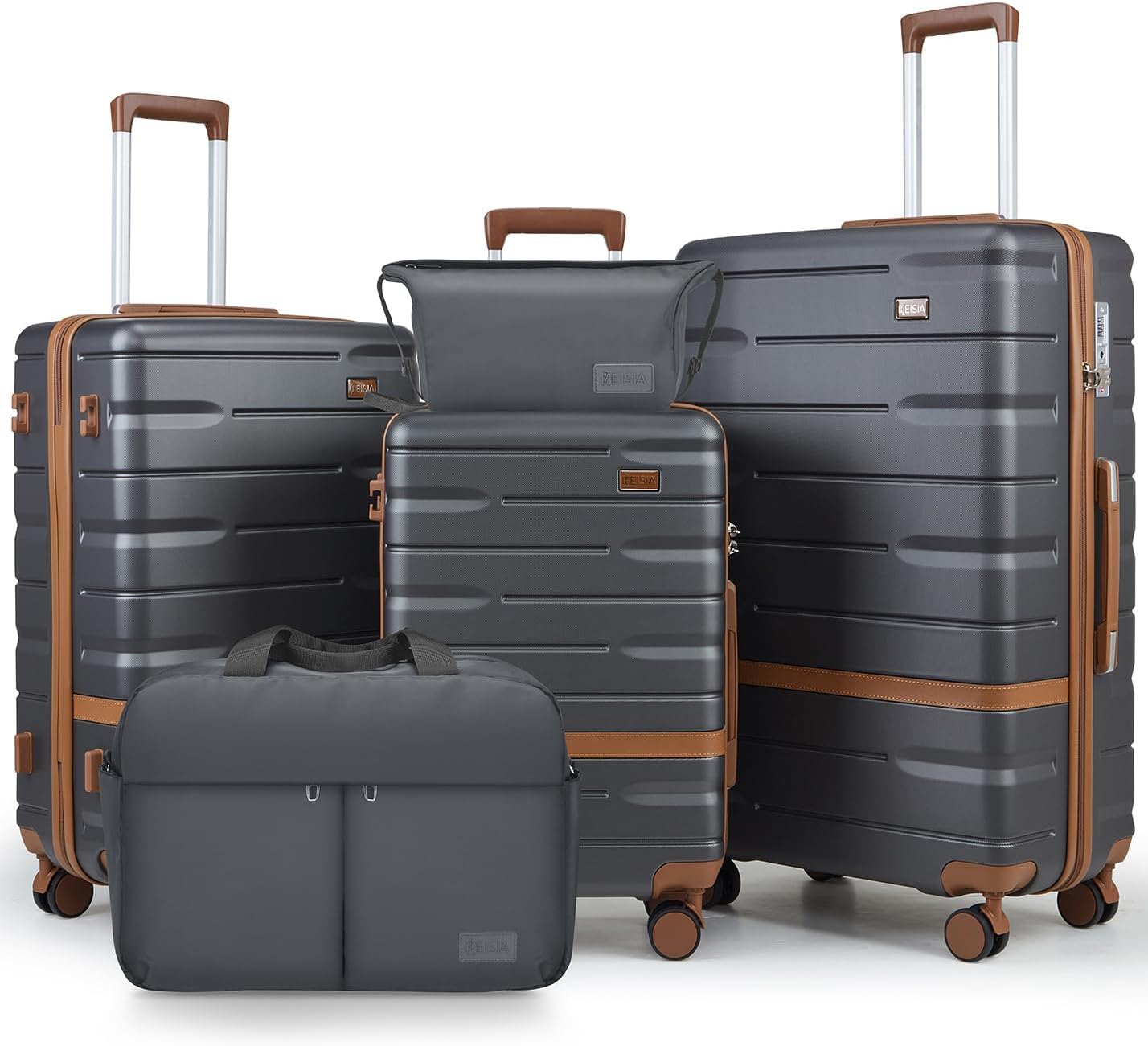 Luggage Sets 3 Piece with TSA Lock Hardside PC+ABS Carry On Suitcase with YKK Zippers Lightweight Rolling Travel Luggage Sets with Spinner Wheels (Gray)