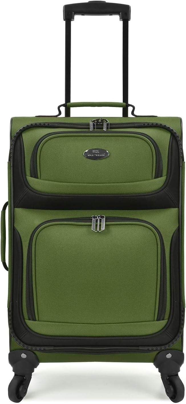 U.S. Traveler Rio Carry-on Luggage, Lightweight Softside Suitcase, Rolling 20" Carry On Luggage
