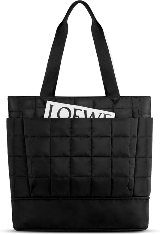 befen Laptop Tote Bag for Women Work, Travel Tote Bags Nurse Puffer Quilted Handbags, Lightweight Waterproof Beach Purse