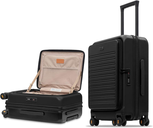 LEVEL8 Top Opening Carry on Luggage Expandable, Large Suitcases with Wheels Airline Approved, Hardside Luggage with Spinner Wheel for Men Women, 20 Inch, Black