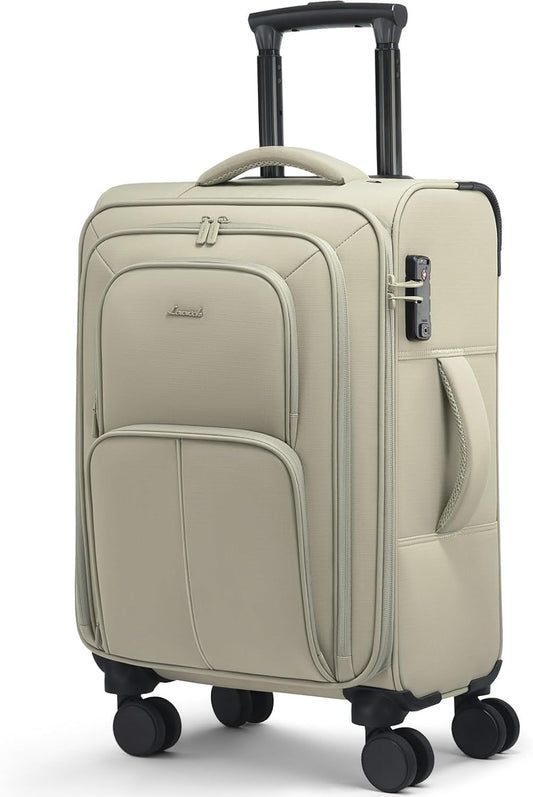 LOVEVOOK Carry On Luggage 22x14x9 Airline Approved, 22 Inch Softside Suitcases with Spinner Wheels, Lightweight Carry-on Suitcase with TSA Lock for Women Men, Large Luggage for Travel Business Trip