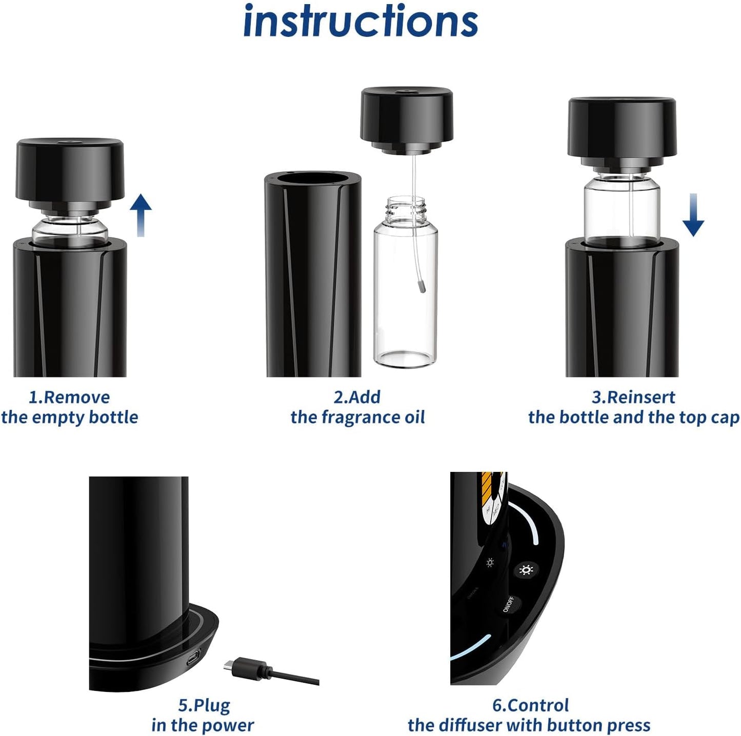 Waterless Scent Diffuser – 1200 Sq Ft Coverage, Essential Oil Diffuser with Remote Control, Quiet Aromatherapy Diffuser with LED Light & Timer, Scent Air Machine for Home, Office, Hotel