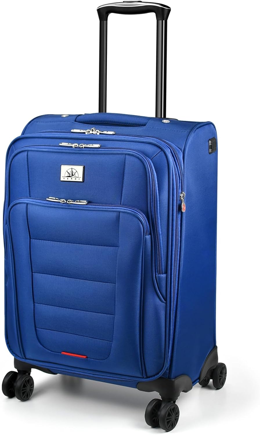 Verdi Expandable Carry-On Luggage with Spinner Wheels, 22 Inch Softside Suitcase with USB Port Lightweight