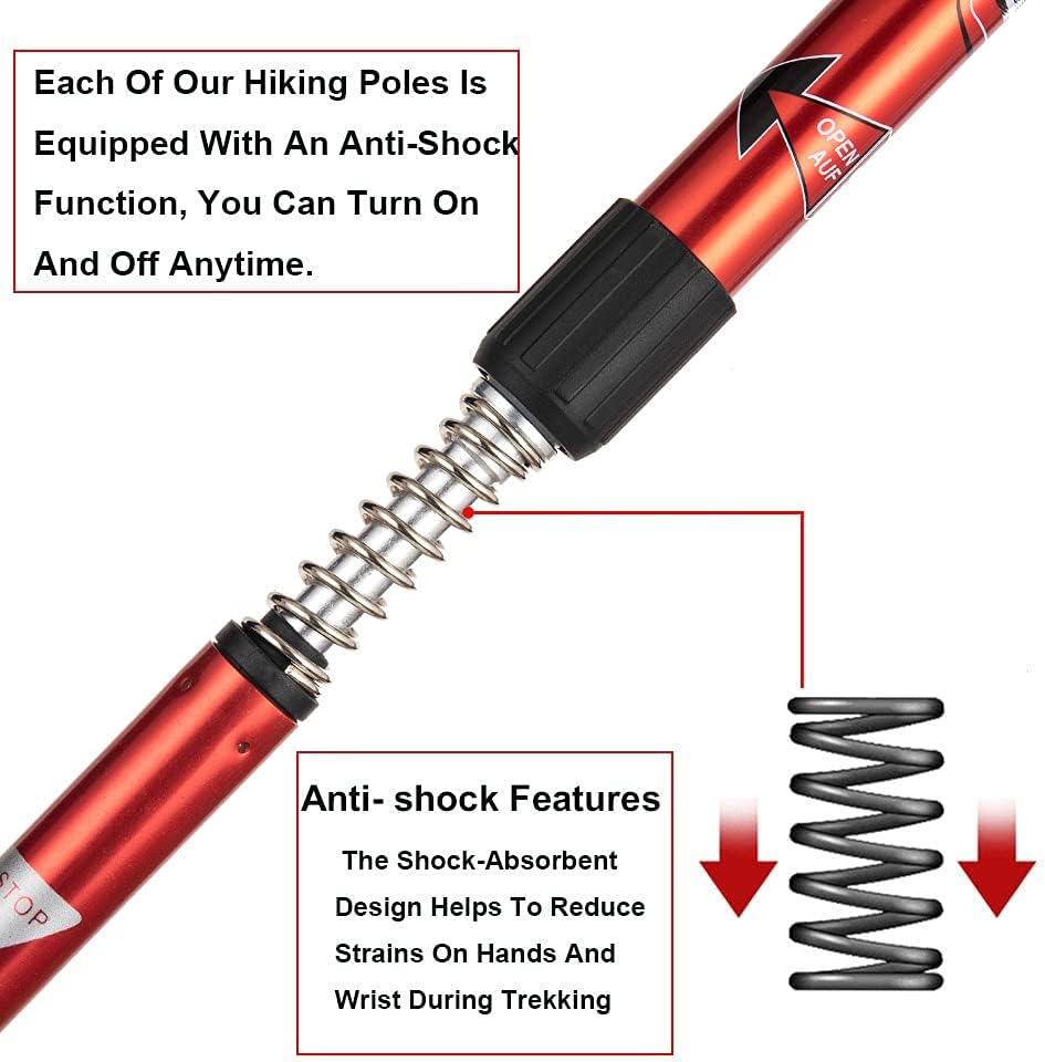 Aihoye Hiking Trekking Poles, 2 Pack Collapsible, Lightweight, Anti Shock, Walking Sticks, Adjustable Hiking Pole for Men and Women