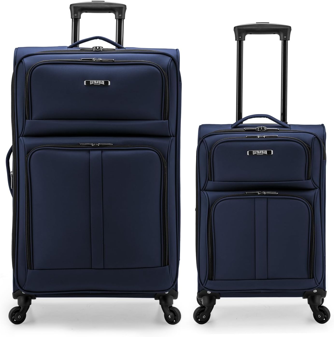 U.S. Traveler Anzio Softside Expandable Spinner Luggage, Navy, 2-Piece Set (22/30)