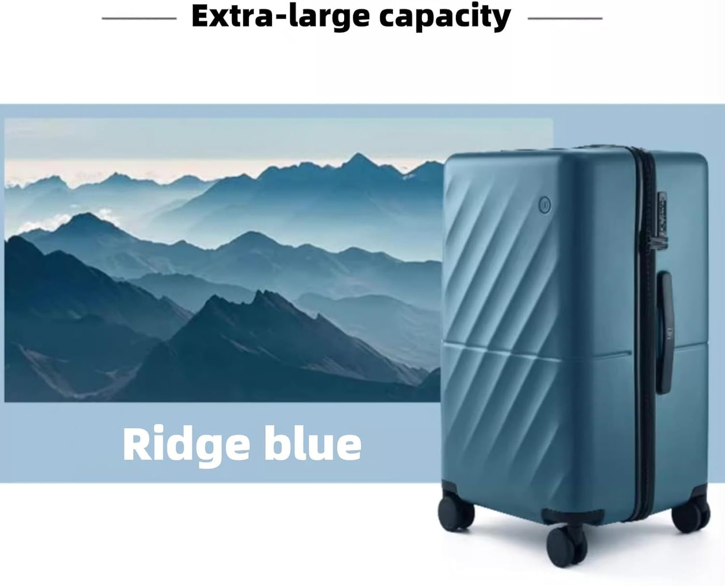 NINETYGO Trunk Luggage 24 Inch, Medium Checked Luggage with Double Spinner Wheels, Anti-Burst Zipper, Hard Case PC Suitcase, Lightweight Travel Luggage, TSA Approved (Topaz Blue, Hudson)