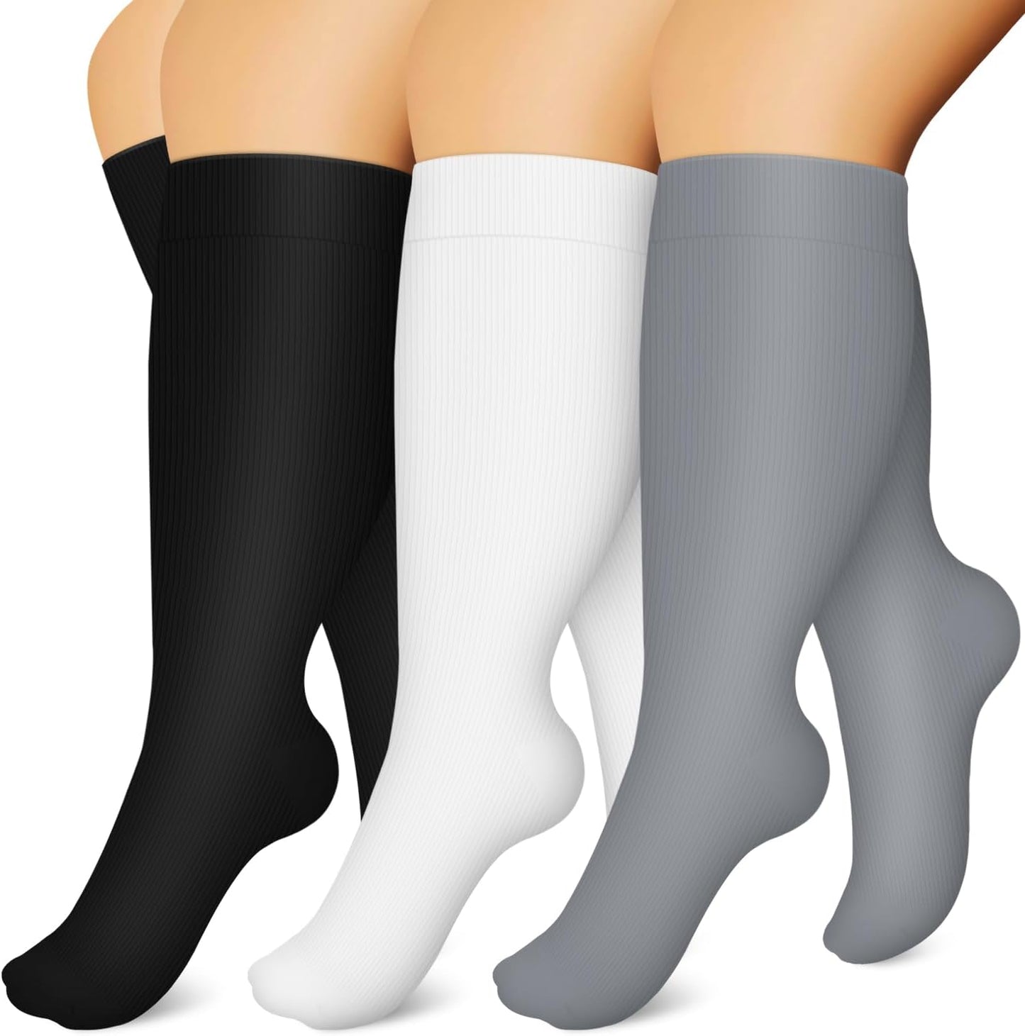 Laite Hebe Plus Size Compression Socks for Women and Men-3 pairs Wide Calf Knee High Support for Circulation