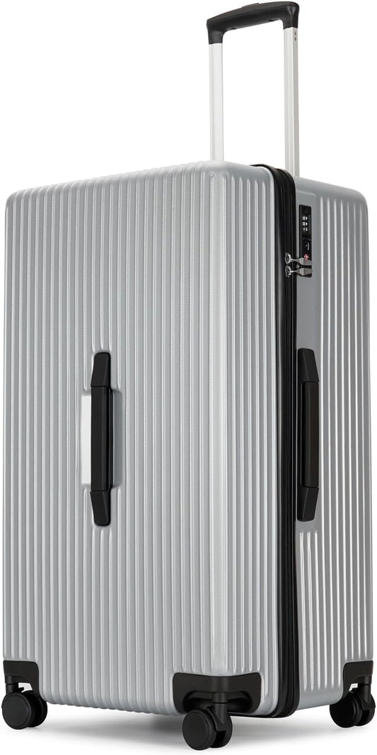 PRIMICIA GinzaTravel Trunk Luggage, 28 Inch Luggage with Spinner Wheels, Scratch resistant texture Lightweight PC material with TSA Lock (Star Silver)