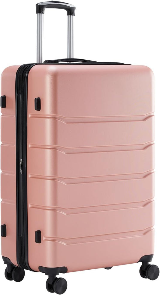 Sweetcrispy Carry on Luggage, Hard Shell ABS Suitcase with Double Spinner Wheels, Lightweight Expandable Rolling Suit Case with TSA Lock, 20 Inch Pale Pink