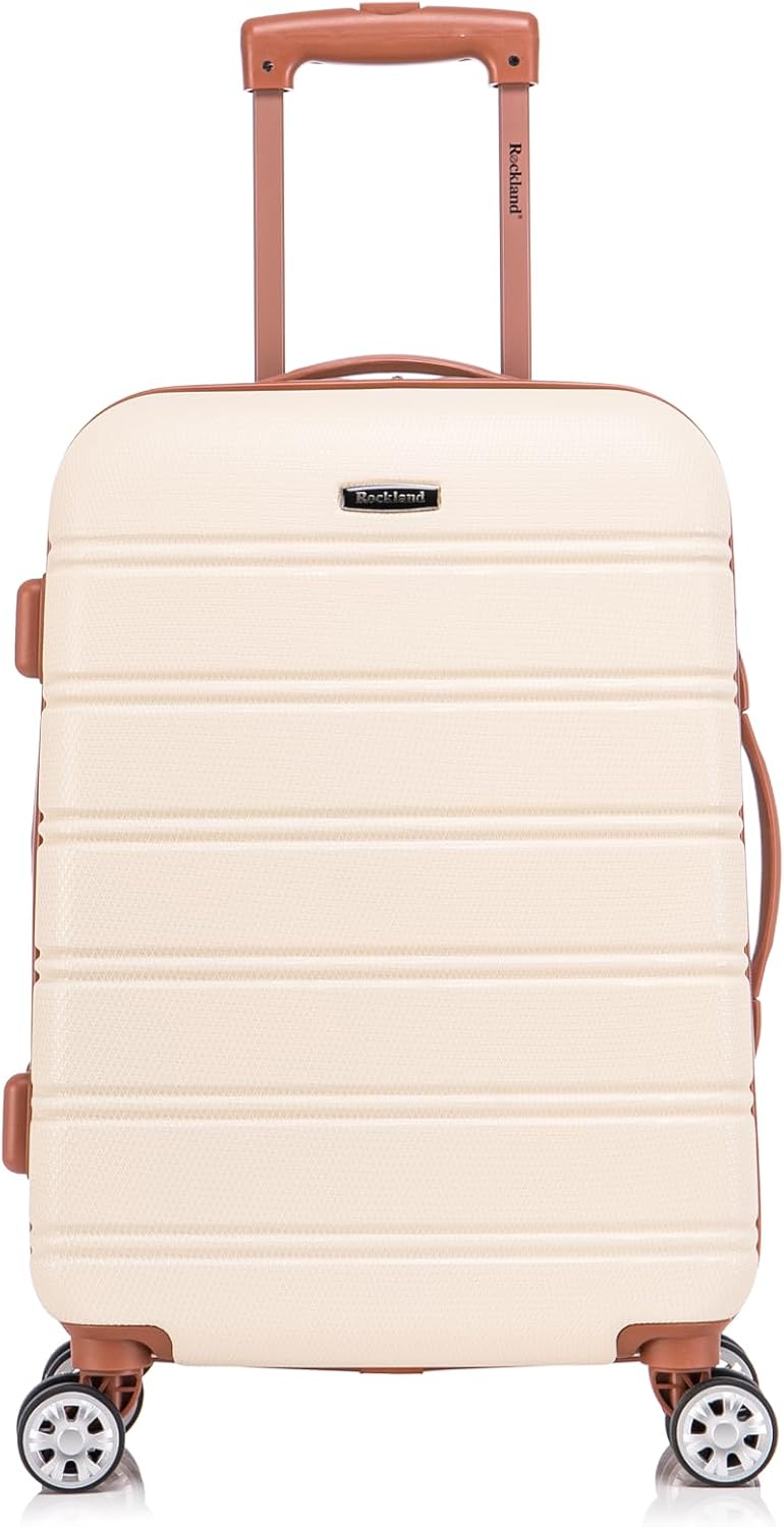 Rockland Melbourne Hardside Expandable Spinner Wheel Luggage Set, White, Carry-On 20-Inch and Tote 14-Inch