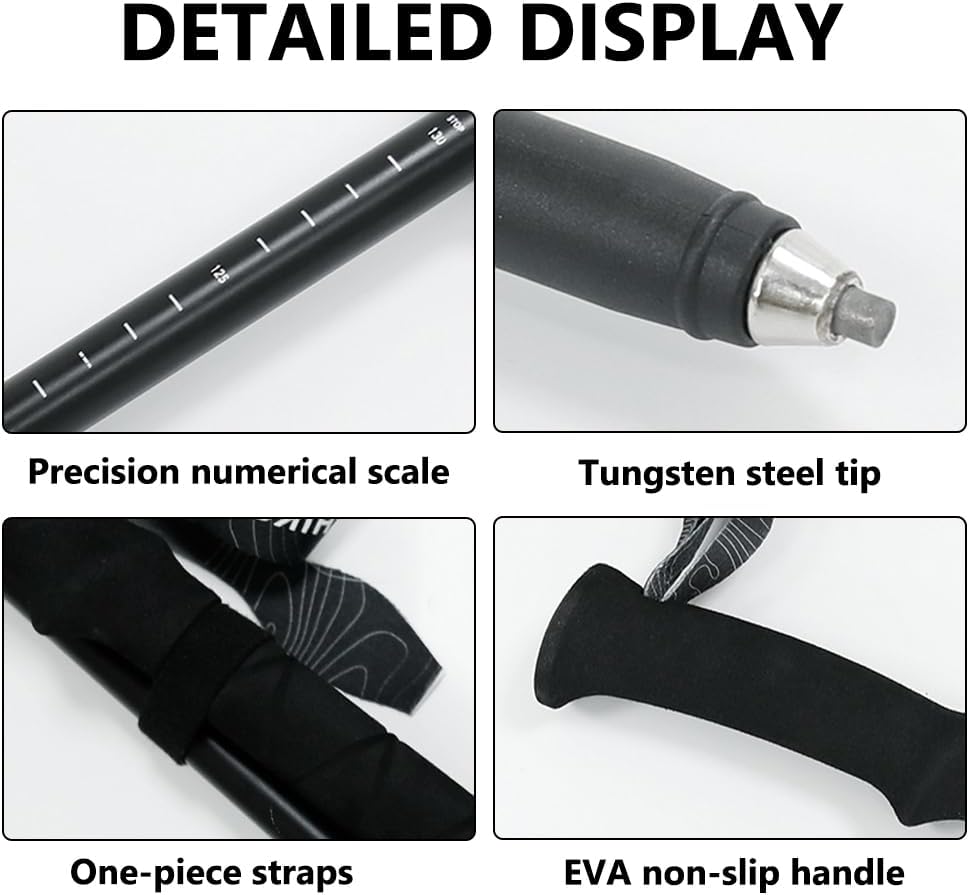 Trekking Poles Lightweight Aluminum Alloy Walking Stick for Hiking, Camping, Mountaining, Backpacking, Walking